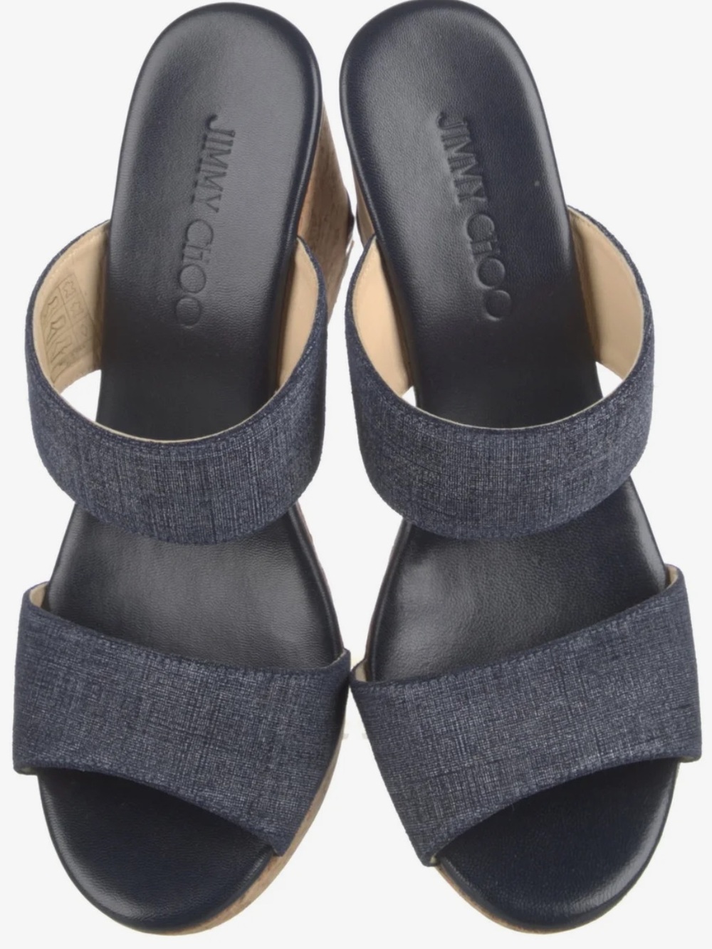 Jimmy Choo Authentic Denim Slides EUC Size 37 1/2